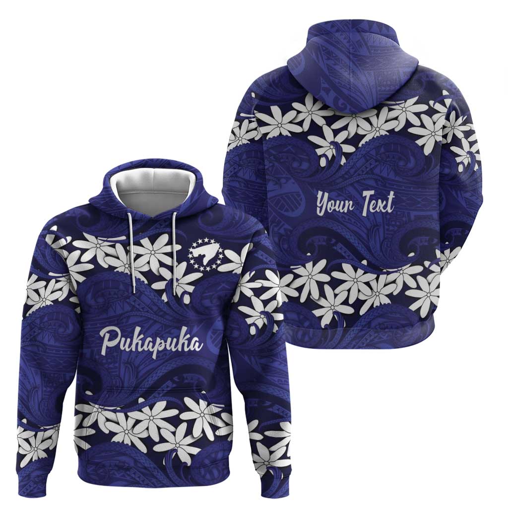 Personalised Cook Islands Pukapuka Hoodie Tiare Maori Polynesian Waves Tattoo