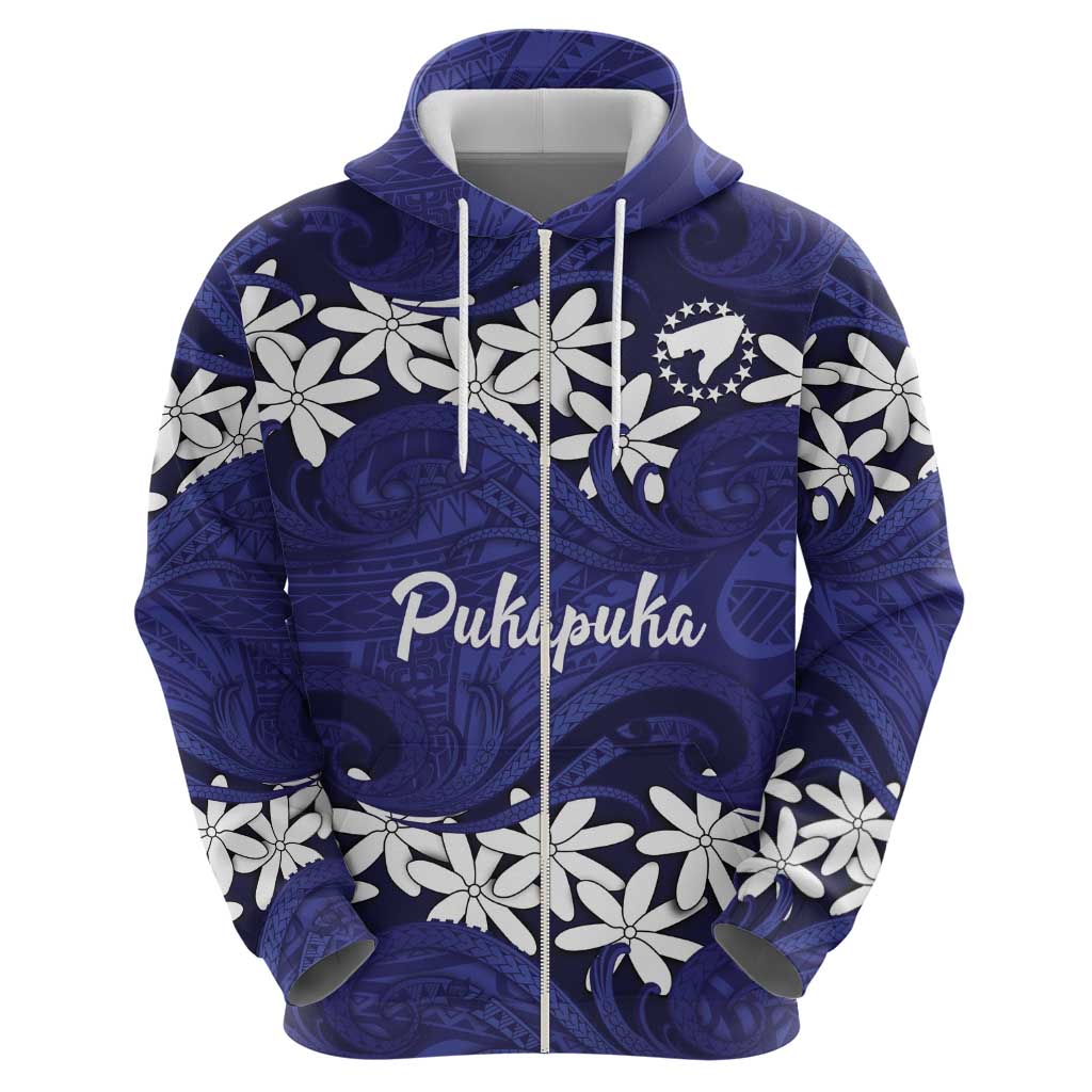 Personalised Cook Islands Pukapuka Hoodie Tiare Maori Polynesian Waves Tattoo