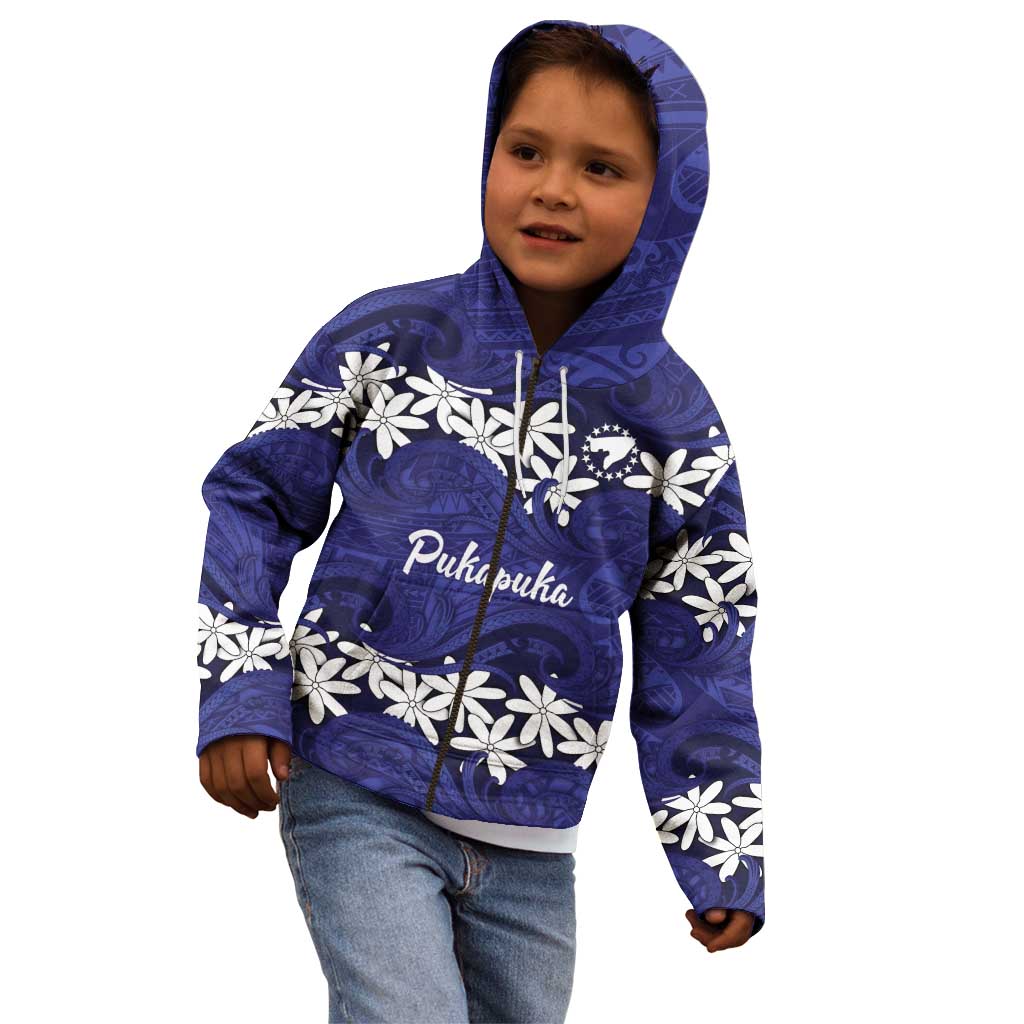 Personalised Cook Islands Pukapuka Kid Hoodie Tiare Maori Polynesian Waves Tattoo LT14 - Polynesian Pride