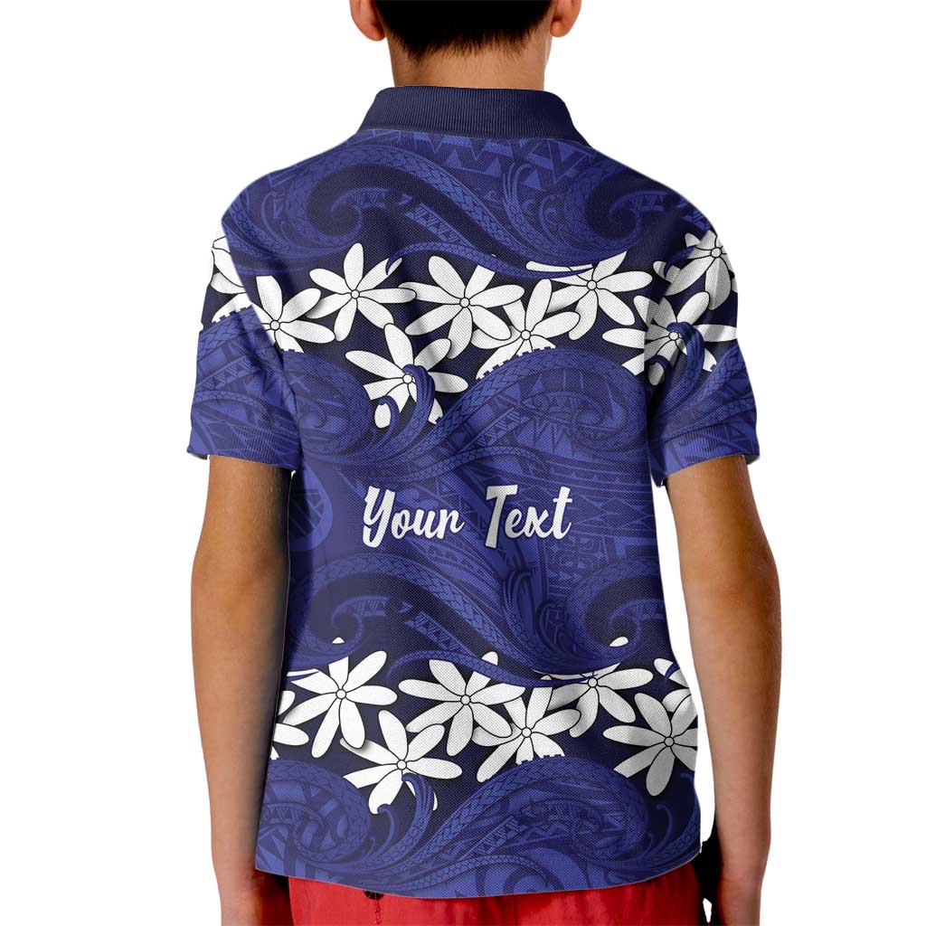 Personalised Cook Islands Pukapuka Kid Polo Shirt Tiare Maori Polynesian Waves Tattoo LT14 - Polynesian Pride