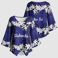 Personalised Cook Islands Pukapuka Kimono Sleeve Blouse Tiare Maori Polynesian Waves Tattoo