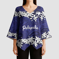 Personalised Cook Islands Pukapuka Kimono Sleeve Blouse Tiare Maori Polynesian Waves Tattoo