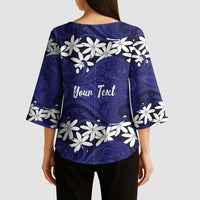 Personalised Cook Islands Pukapuka Kimono Sleeve Blouse Tiare Maori Polynesian Waves Tattoo