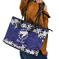 Personalised Cook Islands Pukapuka Leather Tote Bag Tiare Maori Polynesian Waves Tattoo LT14 - Polynesian Pride