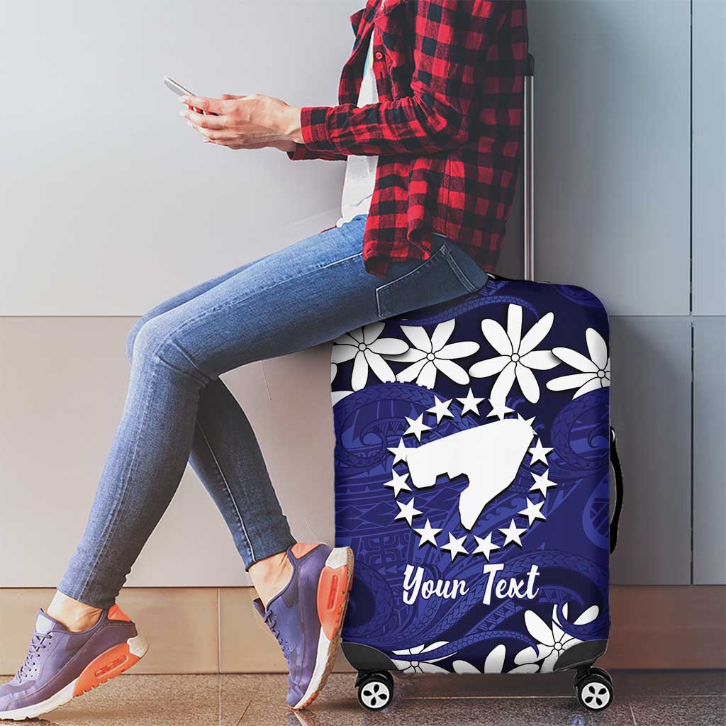 Personalised Cook Islands Pukapuka Luggage Cover Tiare Maori Polynesian Waves Tattoo LT14 - Polynesian Pride