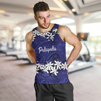 Personalised Cook Islands Pukapuka Men Tank Top Tiare Maori Polynesian Waves Tattoo LT14 Blue - Polynesian Pride