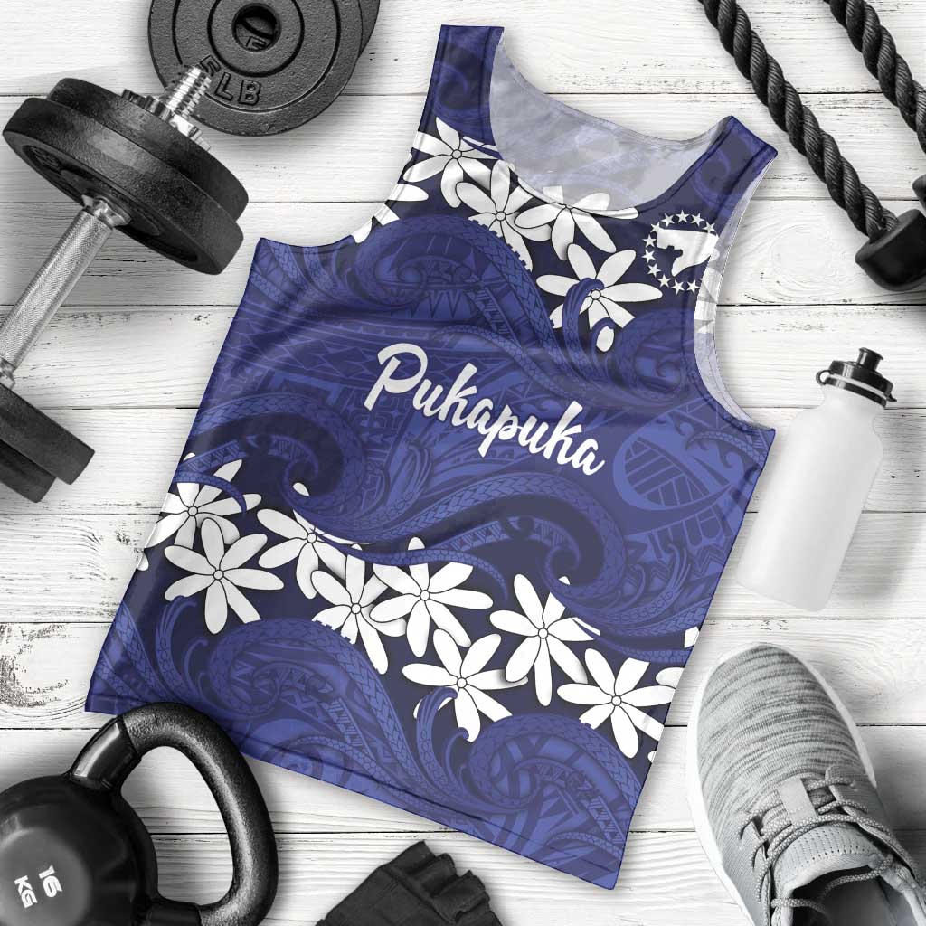 Personalised Cook Islands Pukapuka Men Tank Top Tiare Maori Polynesian Waves Tattoo LT14 - Polynesian Pride