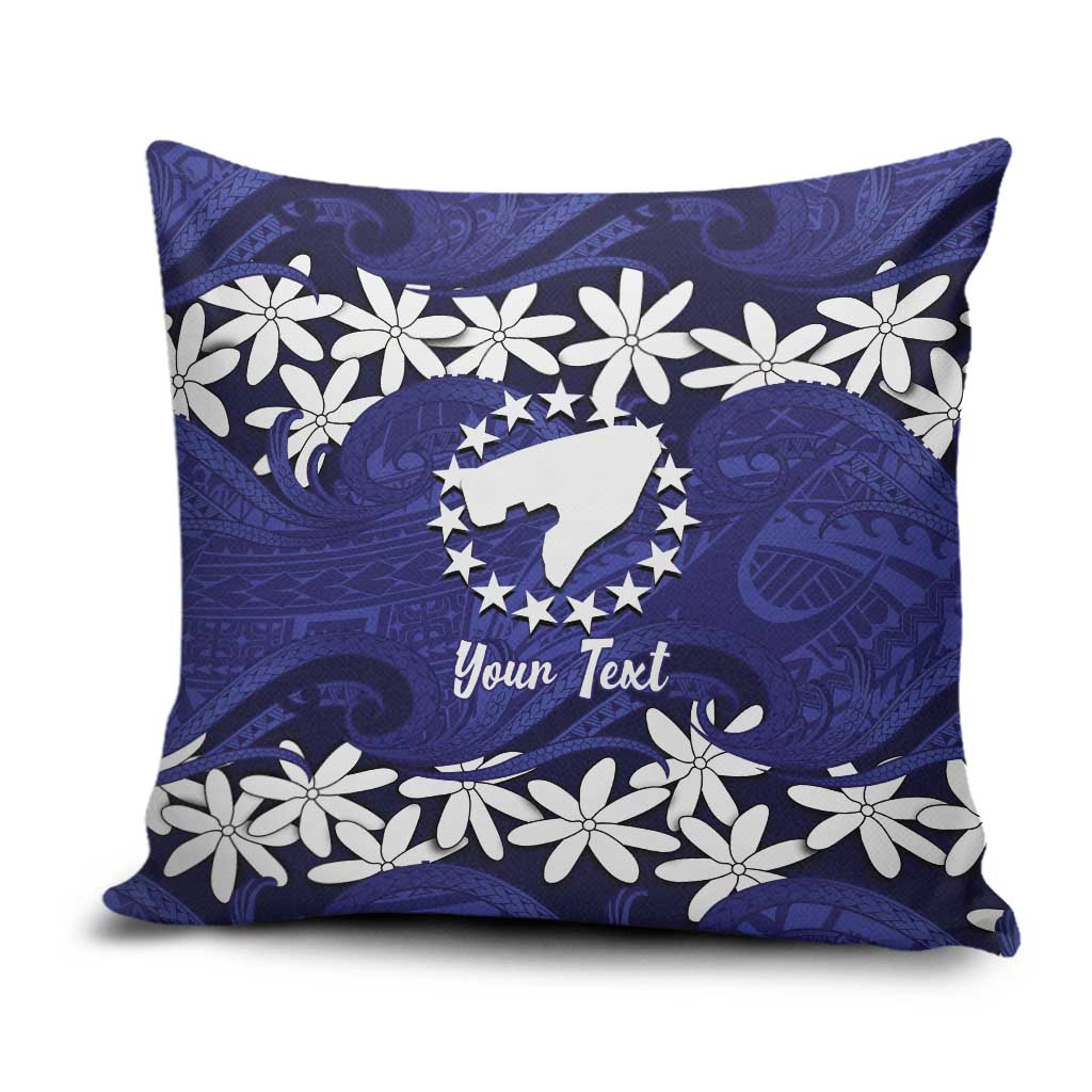 Personalised Cook Islands Pukapuka Pillow Cover Tiare Maori Polynesian Waves Tattoo LT14 Blue - Polynesian Pride