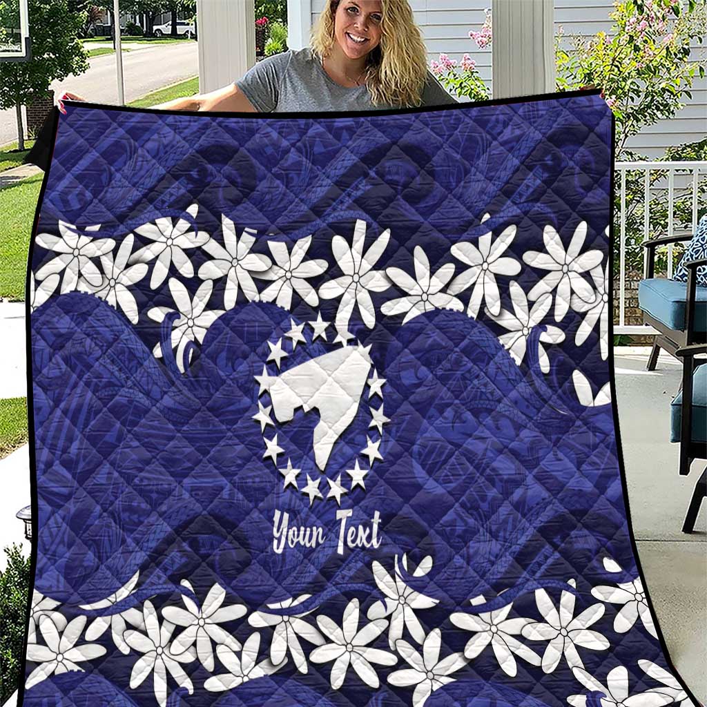 Personalised Cook Islands Pukapuka Quilt Tiare Maori Polynesian Waves Tattoo LT14 Blue - Polynesian Pride