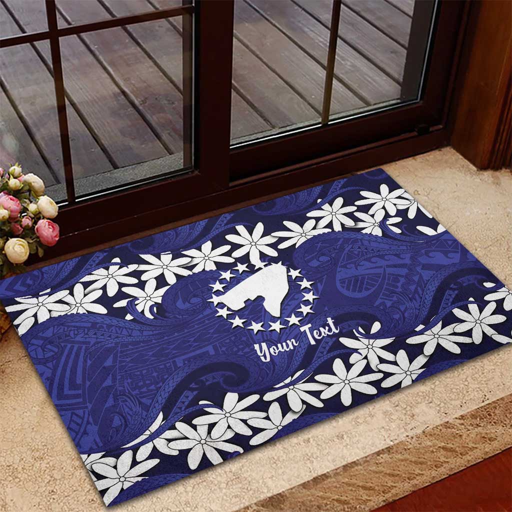 Personalised Cook Islands Pukapuka Rubber Doormat Tiare Maori Polynesian Waves Tattoo LT14 - Polynesian Pride