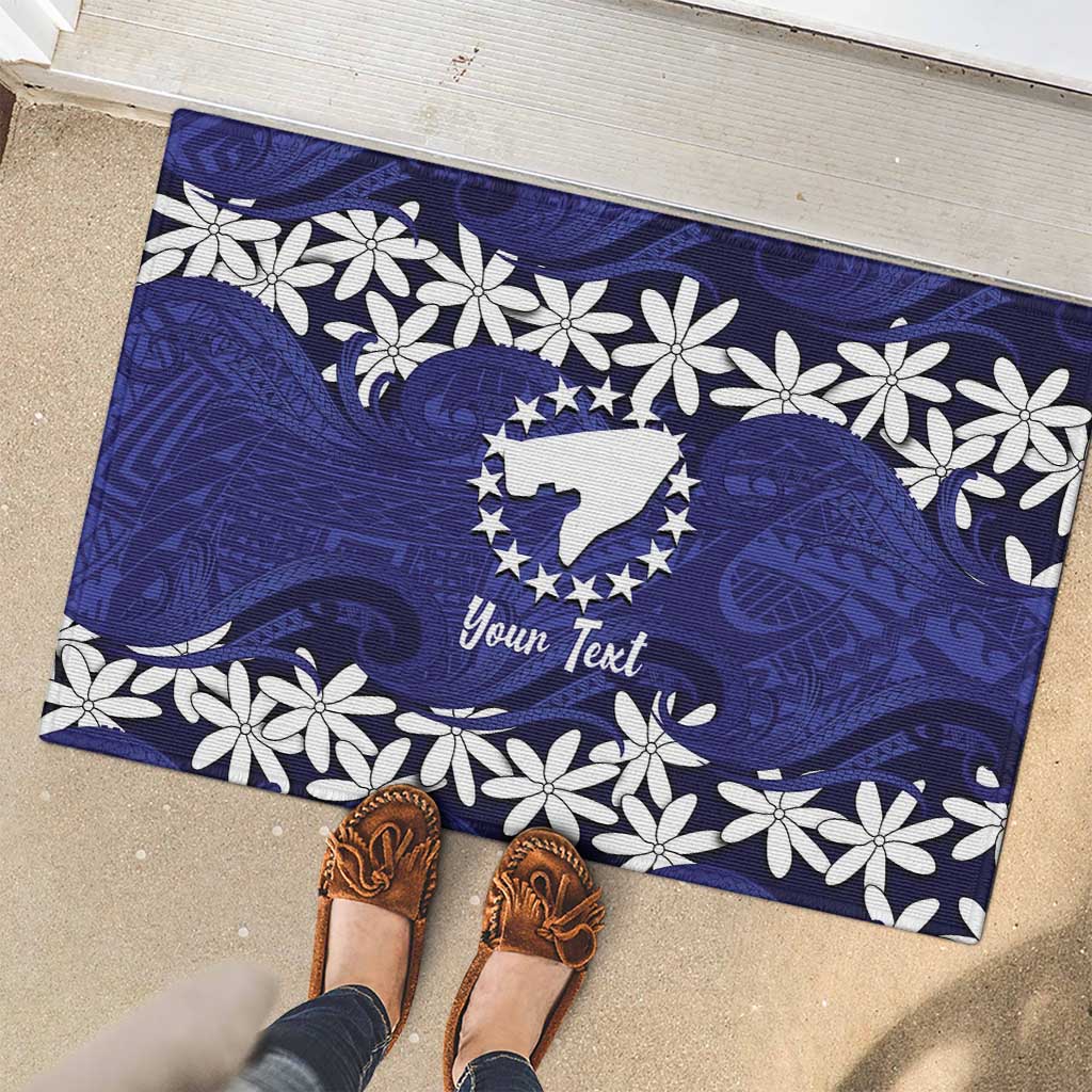 Personalised Cook Islands Pukapuka Rubber Doormat Tiare Maori Polynesian Waves Tattoo LT14 - Polynesian Pride