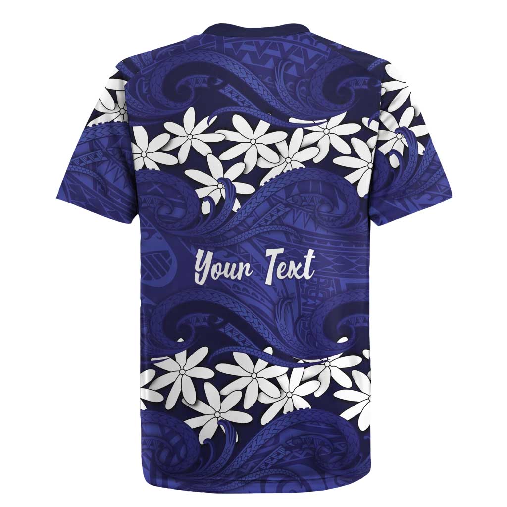 Personalised Cook Islands Pukapuka Rugby Jersey Tiare Maori Polynesian Waves Tattoo LT14 - Polynesian Pride