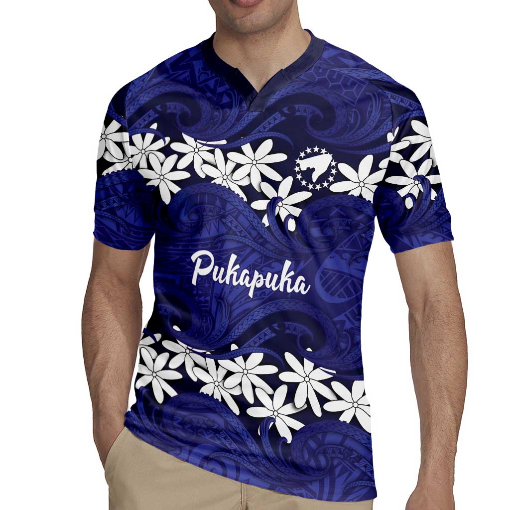 Personalised Cook Islands Pukapuka Rugby Jersey Tiare Maori Polynesian Waves Tattoo LT14 - Polynesian Pride