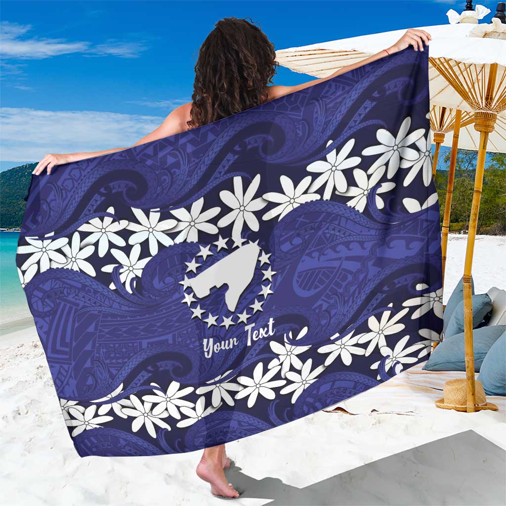 Personalised Cook Islands Pukapuka Sarong Tiare Maori Polynesian Waves Tattoo LT14 One Size 44 x 66 inches Blue - Polynesian Pride