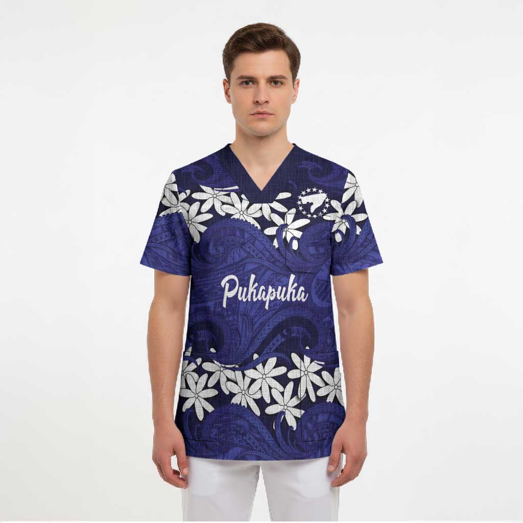 Personalised Cook Islands Pukapuka Scrub Top Tiare Maori Polynesian Waves Tattoo LT14 - Polynesian Pride