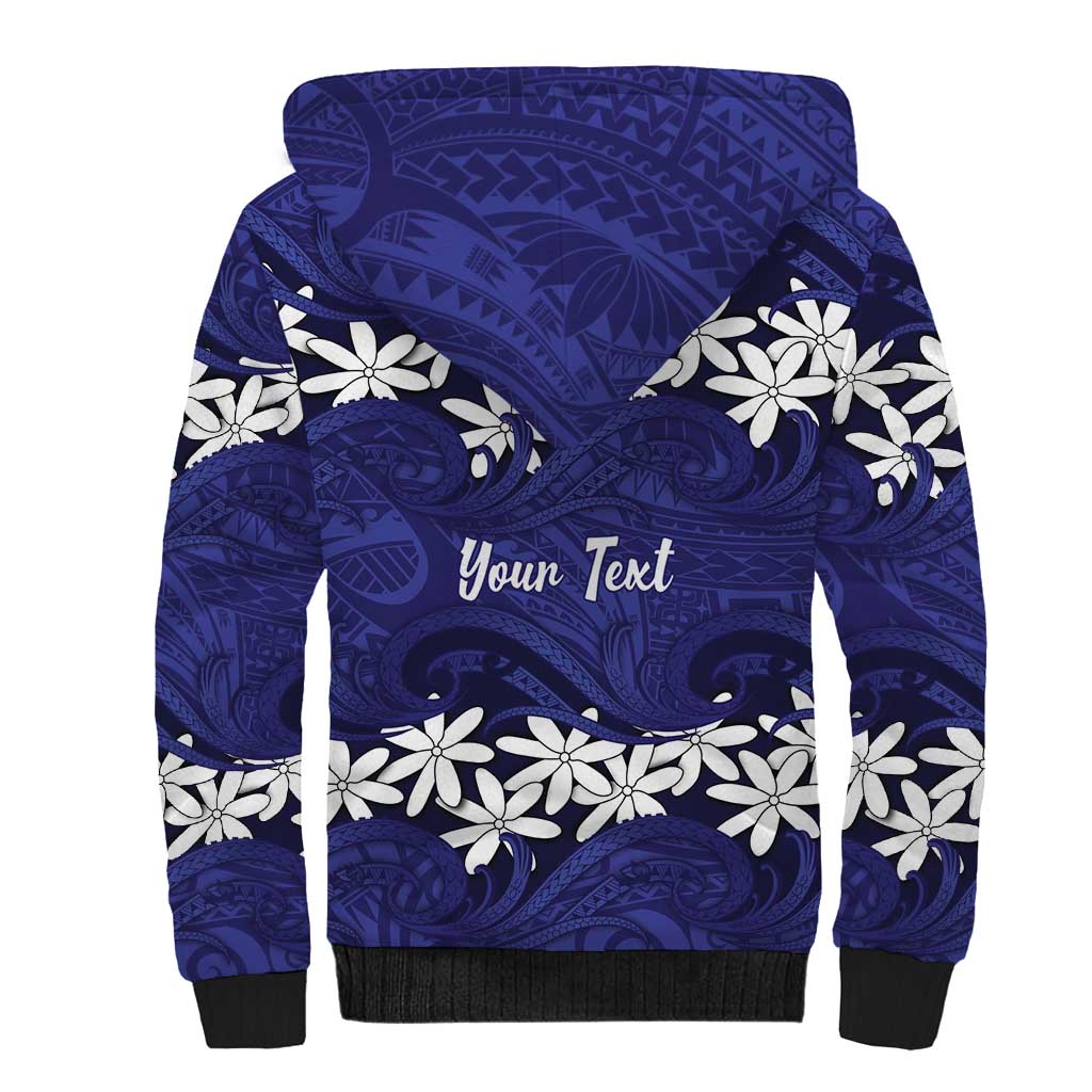Personalised Cook Islands Pukapuka Sherpa Hoodie Tiare Maori Polynesian Waves Tattoo LT14 - Polynesian Pride