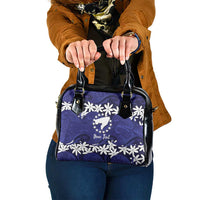Personalised Cook Islands Pukapuka Shoulder Handbag Tiare Maori Polynesian Waves Tattoo LT14 One Size Blue - Polynesian Pride