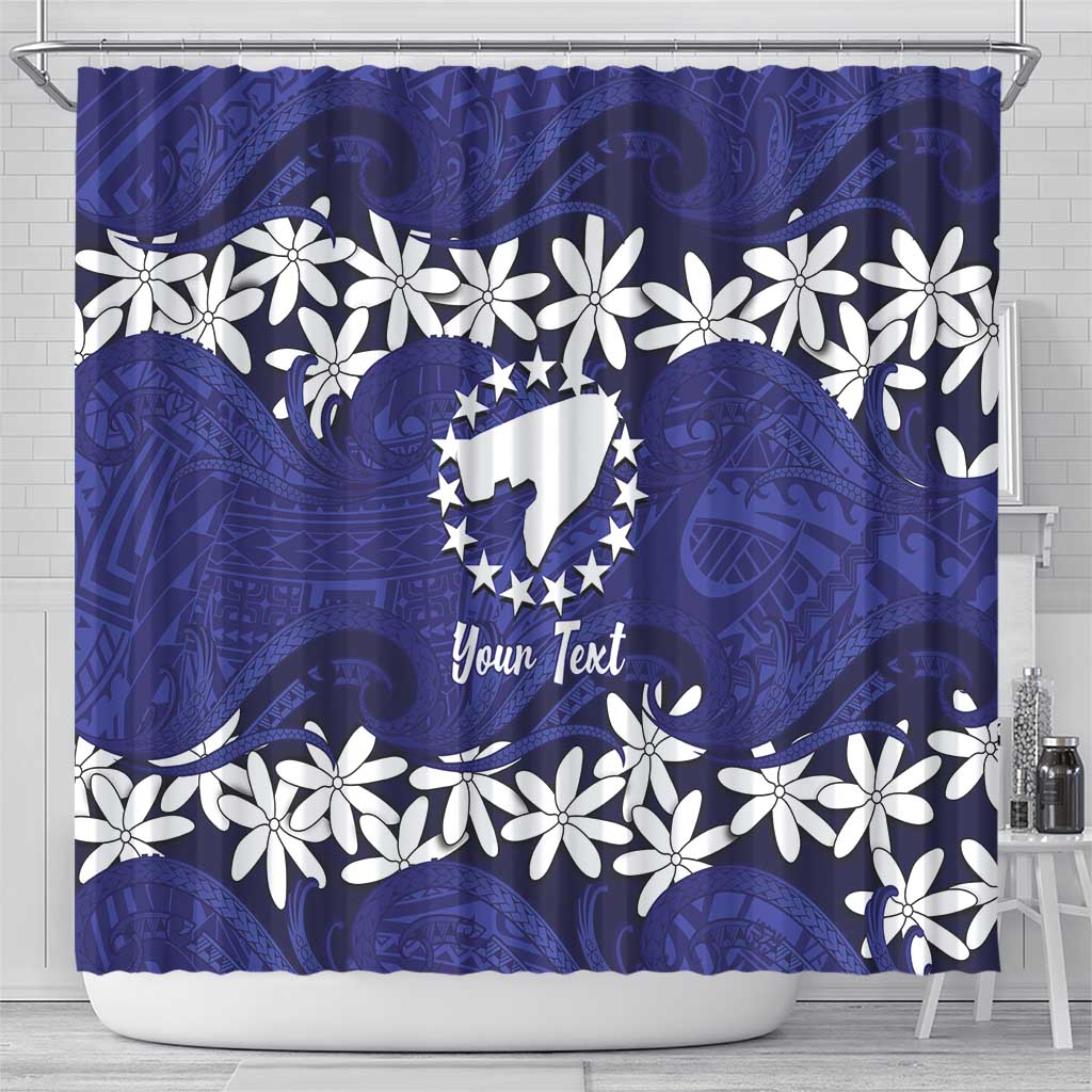 Personalised Cook Islands Pukapuka Shower Curtain Tiare Maori Polynesian Waves Tattoo LT14 - Polynesian Pride