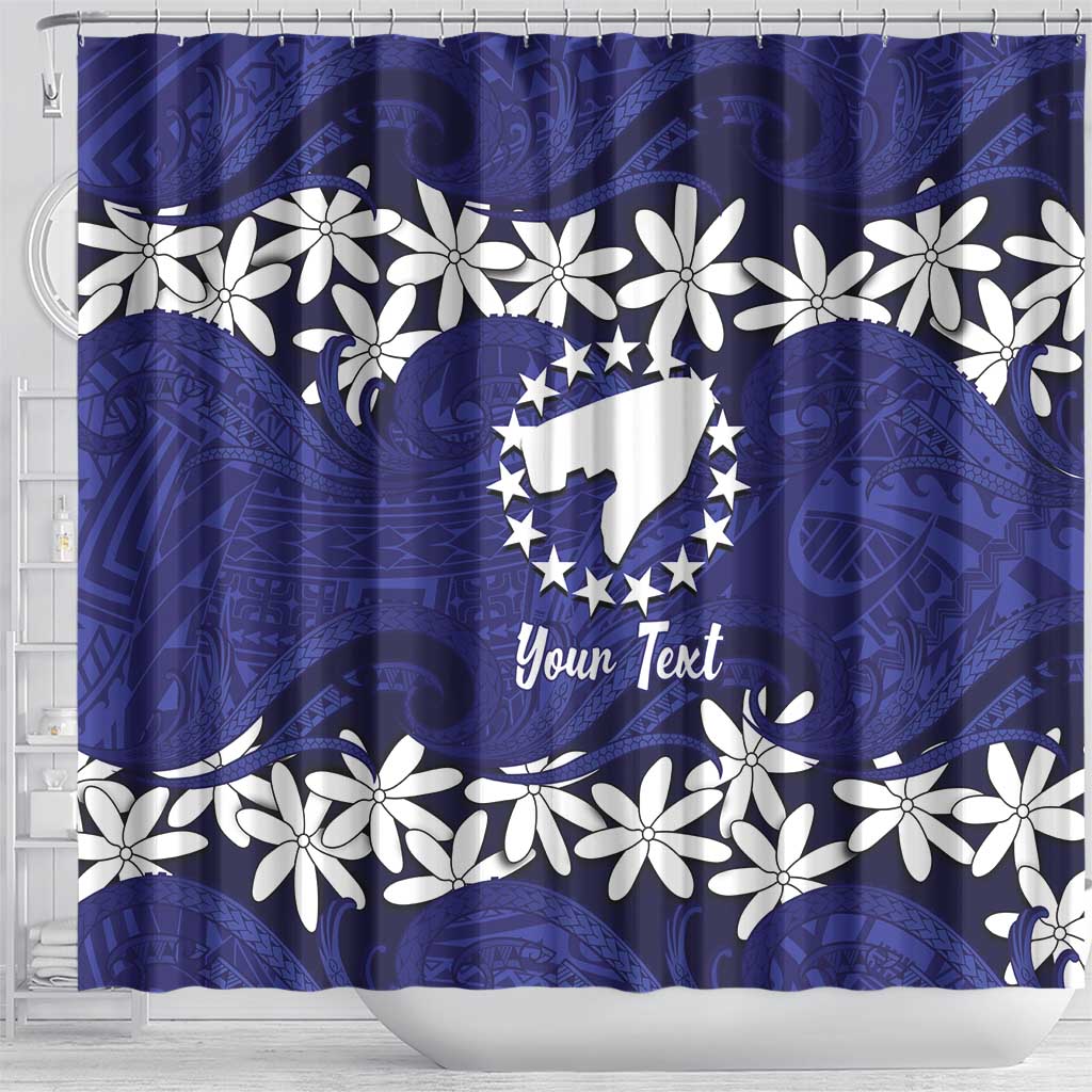 Personalised Cook Islands Pukapuka Shower Curtain Tiare Maori Polynesian Waves Tattoo LT14 - Polynesian Pride