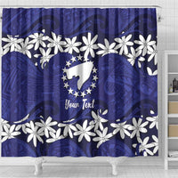 Personalised Cook Islands Pukapuka Shower Curtain Tiare Maori Polynesian Waves Tattoo LT14 - Polynesian Pride