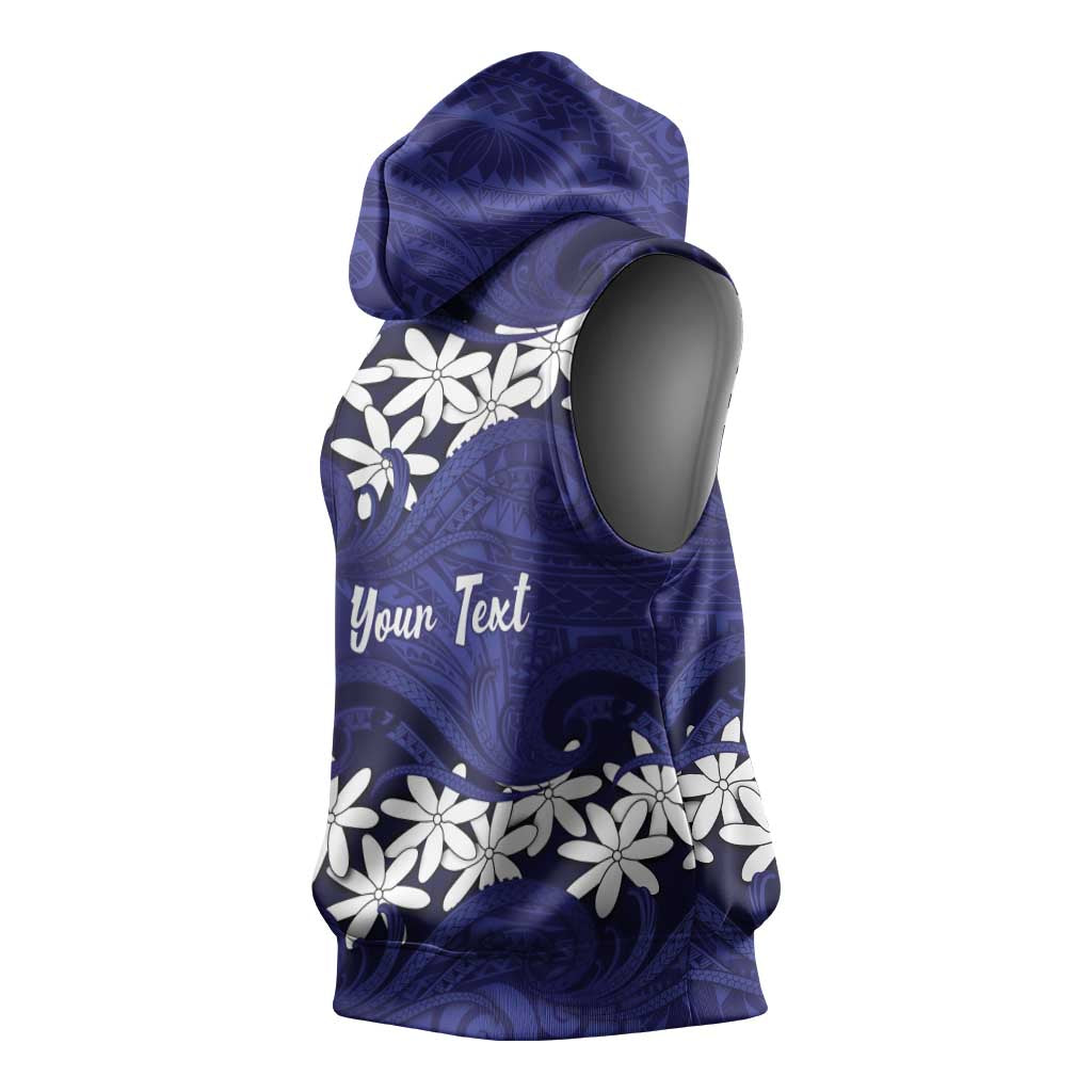 Personalised Cook Islands Pukapuka Sleeveless Hoodie Tiare Maori Polynesian Waves Tattoo LT14 - Polynesian Pride