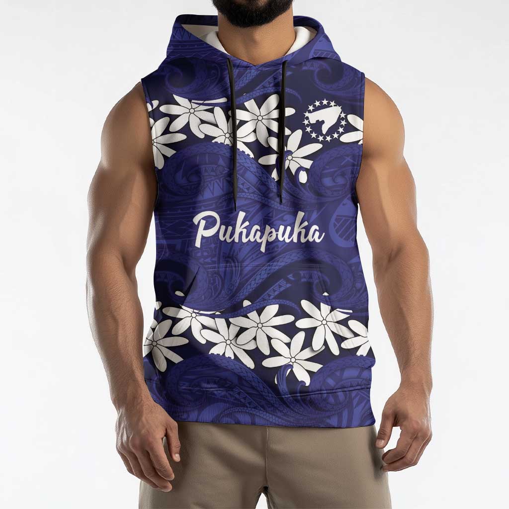 Personalised Cook Islands Pukapuka Sleeveless Hoodie Tiare Maori Polynesian Waves Tattoo LT14 - Polynesian Pride