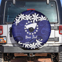 Personalised Cook Islands Pukapuka Spare Tire Cover Tiare Maori Polynesian Waves Tattoo LT14 Blue - Polynesian Pride