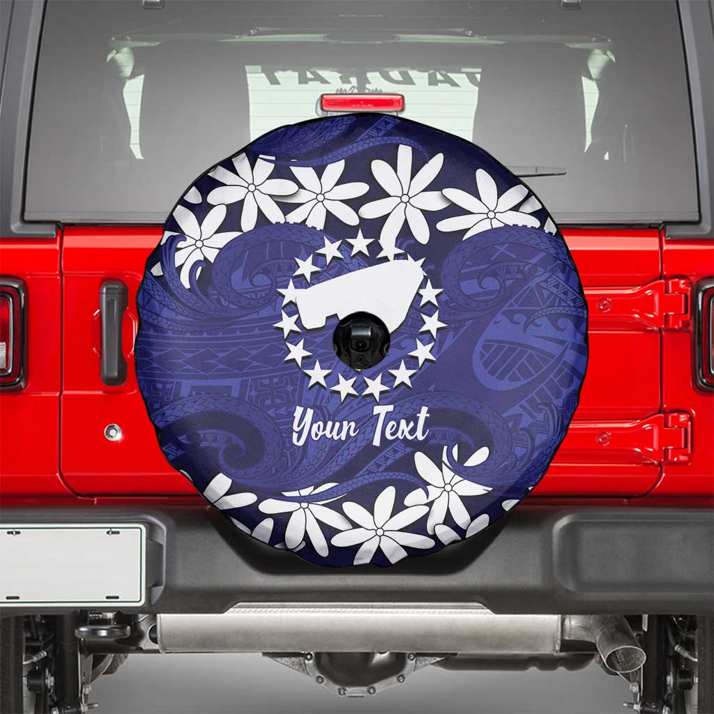 Personalised Cook Islands Pukapuka Spare Tire Cover Tiare Maori Polynesian Waves Tattoo LT14 - Polynesian Pride