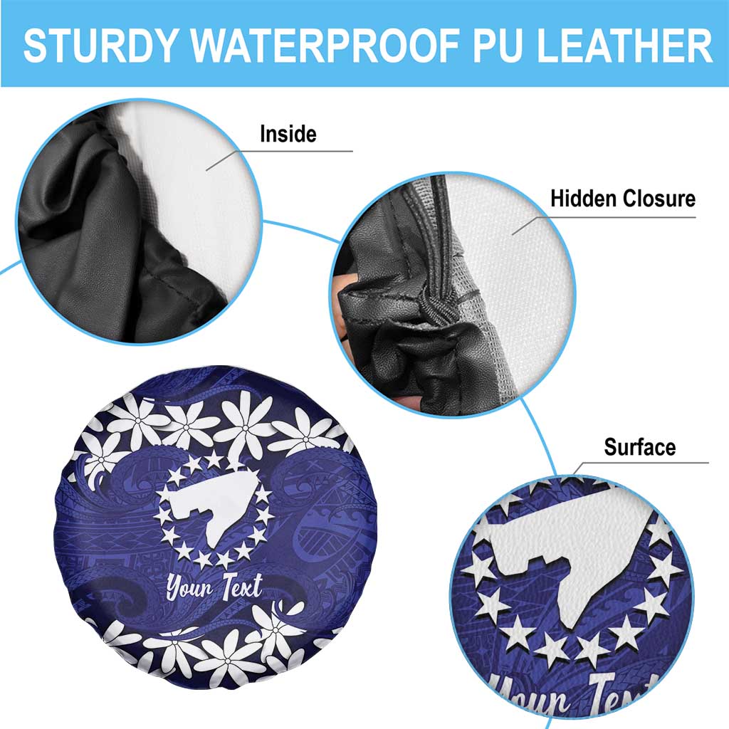 Personalised Cook Islands Pukapuka Spare Tire Cover Tiare Maori Polynesian Waves Tattoo LT14 - Polynesian Pride