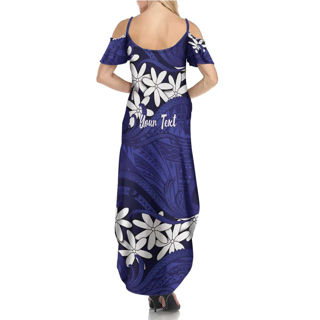 Personalised Cook Islands Pukapuka Summer Maxi Dress Tiare Maori Polynesian Waves Tattoo LT14 - Polynesian Pride