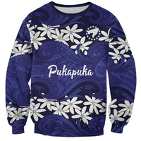 Personalised Cook Islands Pukapuka Sweatshirt Tiare Maori Polynesian Waves Tattoo