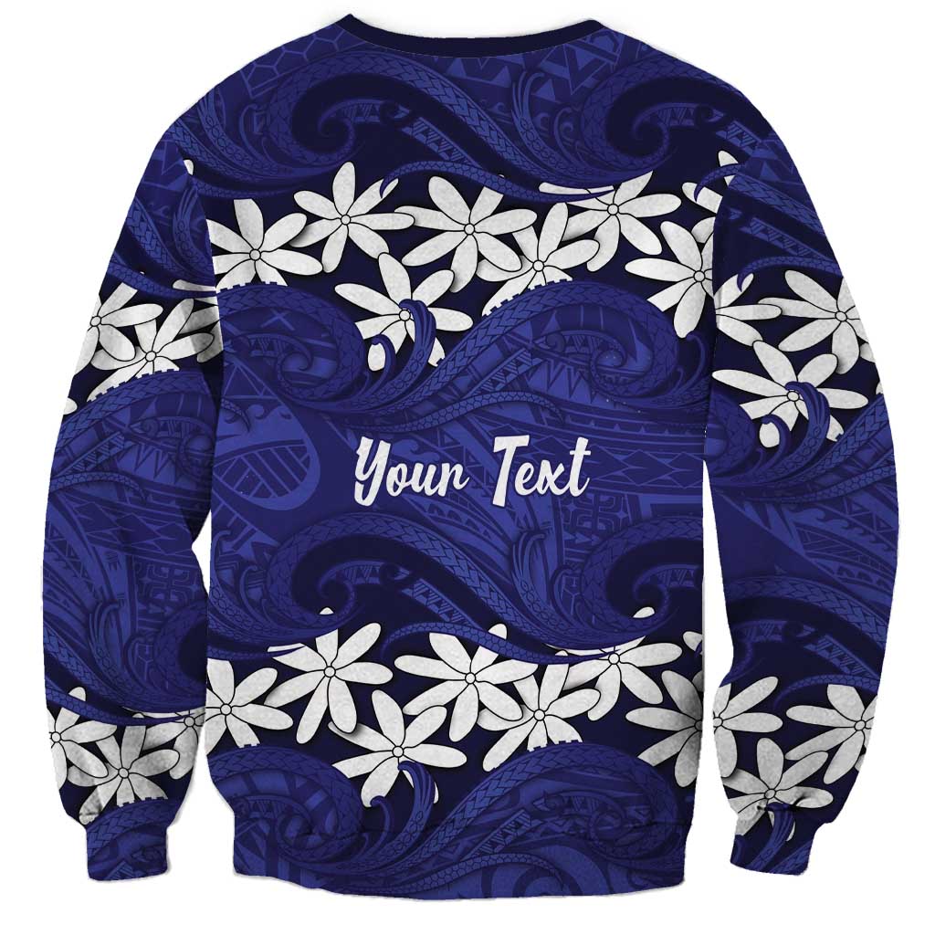 Personalised Cook Islands Pukapuka Sweatshirt Tiare Maori Polynesian Waves Tattoo