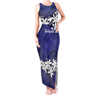 Personalised Cook Islands Pukapuka Tank Maxi Dress Tiare Maori Polynesian Waves Tattoo LT14 Women Blue - Polynesian Pride