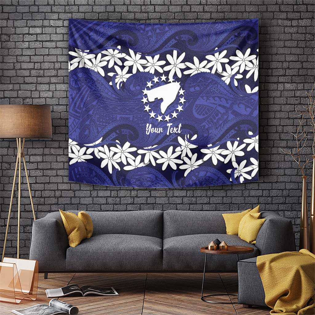 Personalised Cook Islands Pukapuka Tapestry Tiare Maori Polynesian Waves Tattoo LT14 Blue - Polynesian Pride