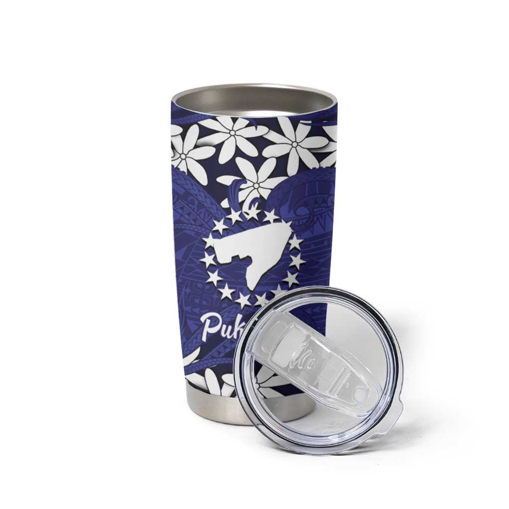 Personalised Cook Islands Pukapuka Tumbler Cup Tiare Maori Polynesian Waves Tattoo LT14 - Polynesian Pride