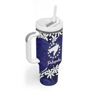 Personalised Cook Islands Pukapuka Tumbler With Handle Tiare Maori Polynesian Waves Tattoo LT14 - Polynesian Pride