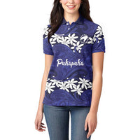 Personalised Cook Islands Pukapuka Women Polo Shirt Tiare Maori Polynesian Waves Tattoo LT14 - Polynesian Pride