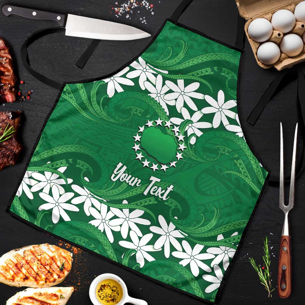 Personalised Cook Islands Rarotonga Apron Tiare Maori Polynesian Waves Tattoo LT14 Green - Polynesian Pride