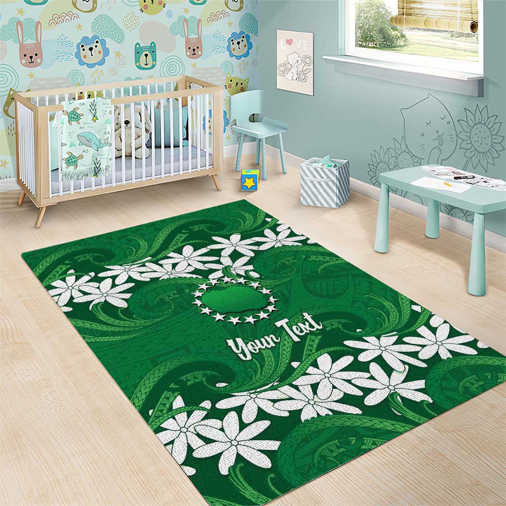 Personalised Cook Islands Rarotonga Area Rug Tiare Maori Polynesian Waves Tattoo LT14 - Polynesian Pride