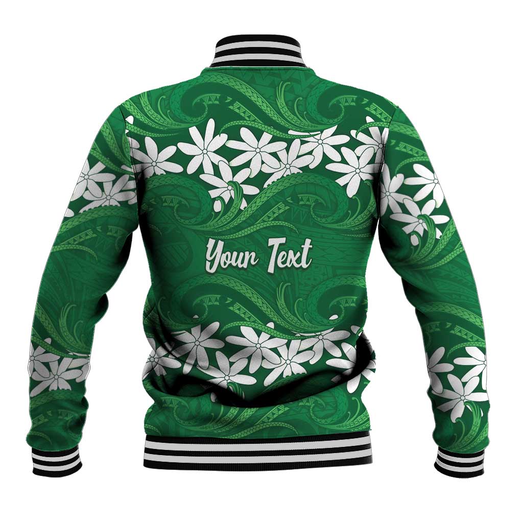 Personalised Cook Islands Rarotonga Baseball Jacket Tiare Maori Polynesian Waves Tattoo LT14 - Polynesian Pride