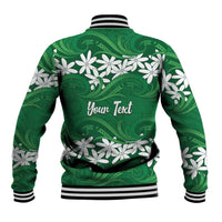 Personalised Cook Islands Rarotonga Baseball Jacket Tiare Maori Polynesian Waves Tattoo LT14 - Polynesian Pride