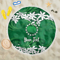 Personalised Cook Islands Rarotonga Beach Blanket Tiare Maori Polynesian Waves Tattoo LT14 One Size 150cm Green - Polynesian Pride