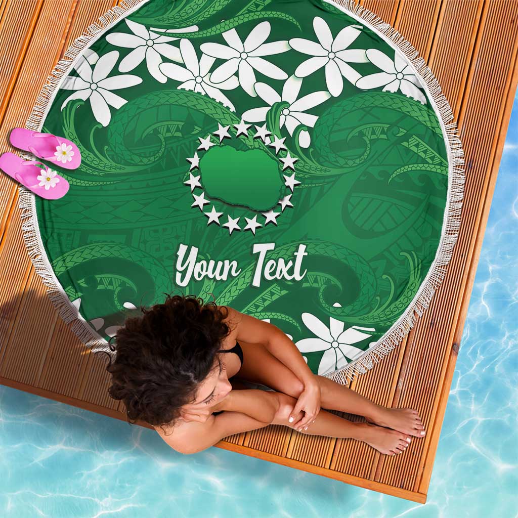 Personalised Cook Islands Rarotonga Beach Blanket Tiare Maori Polynesian Waves Tattoo LT14 - Polynesian Pride