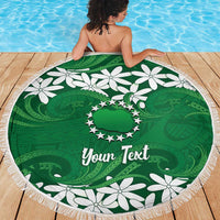 Personalised Cook Islands Rarotonga Beach Blanket Tiare Maori Polynesian Waves Tattoo LT14 - Polynesian Pride