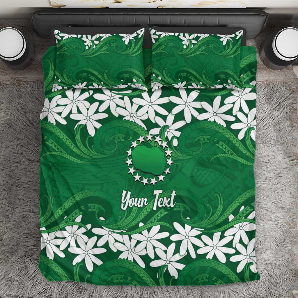 Personalised Cook Islands Rarotonga Bedding Set Tiare Maori Polynesian Waves Tattoo