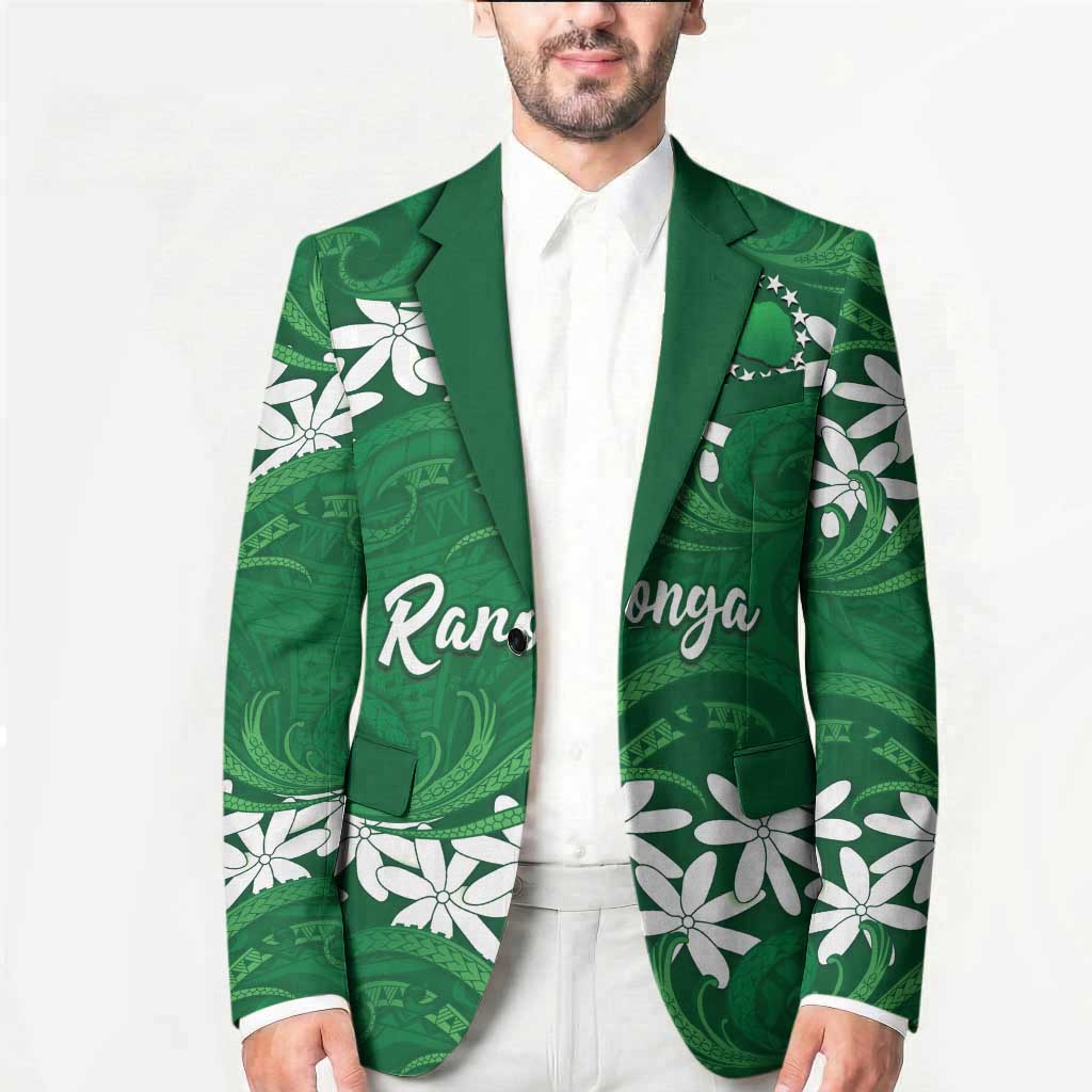 Personalised Cook Islands Rarotonga Blazer Tiare Maori Polynesian Waves Tattoo LT14 - Polynesian Pride