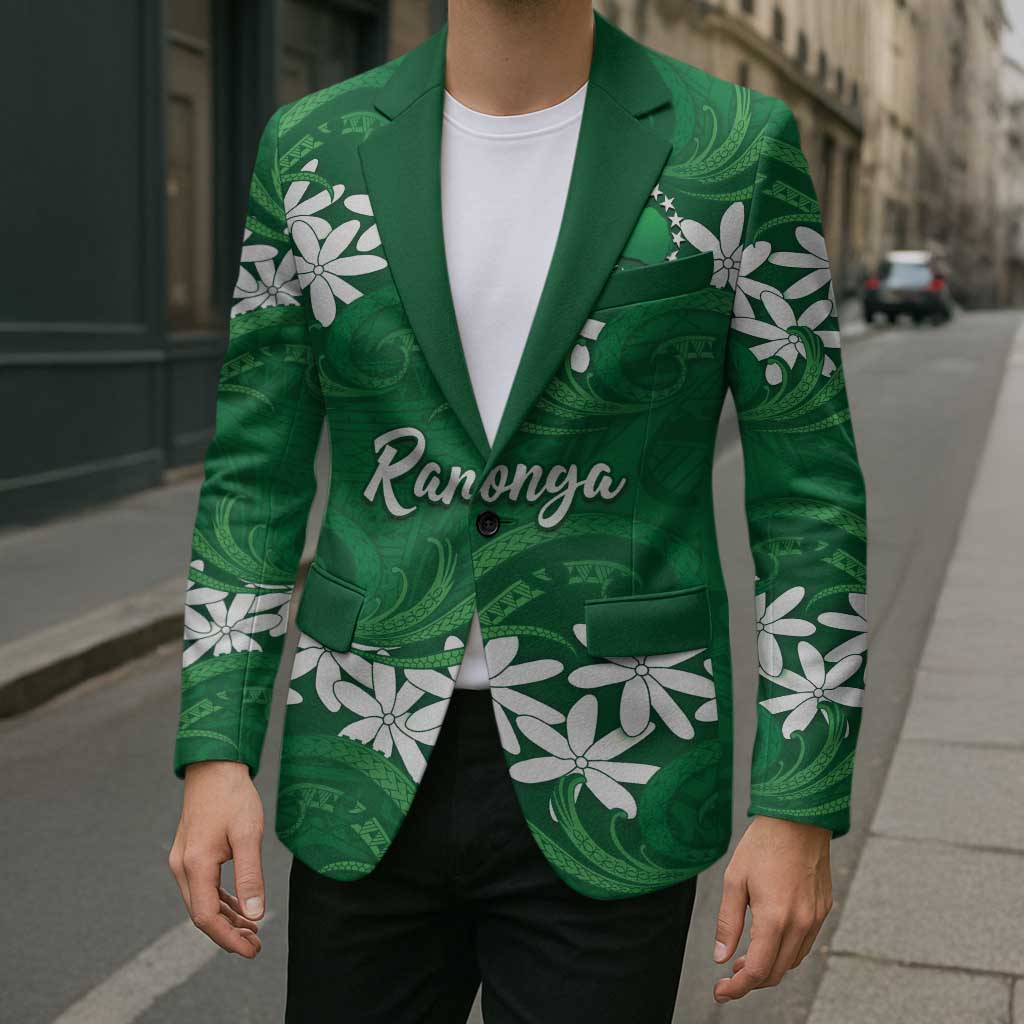 Personalised Cook Islands Rarotonga Blazer Tiare Maori Polynesian Waves Tattoo LT14 - Polynesian Pride