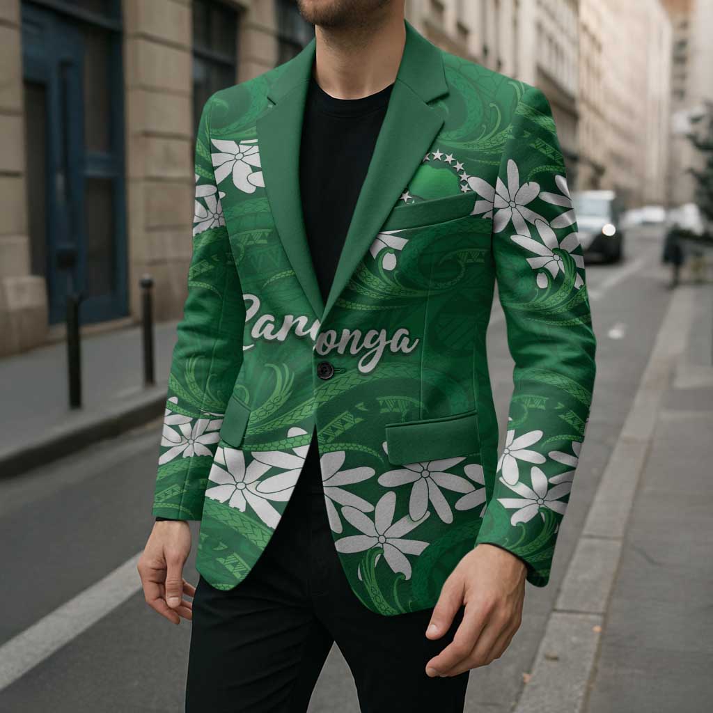 Personalised Cook Islands Rarotonga Blazer Tiare Maori Polynesian Waves Tattoo LT14 - Polynesian Pride