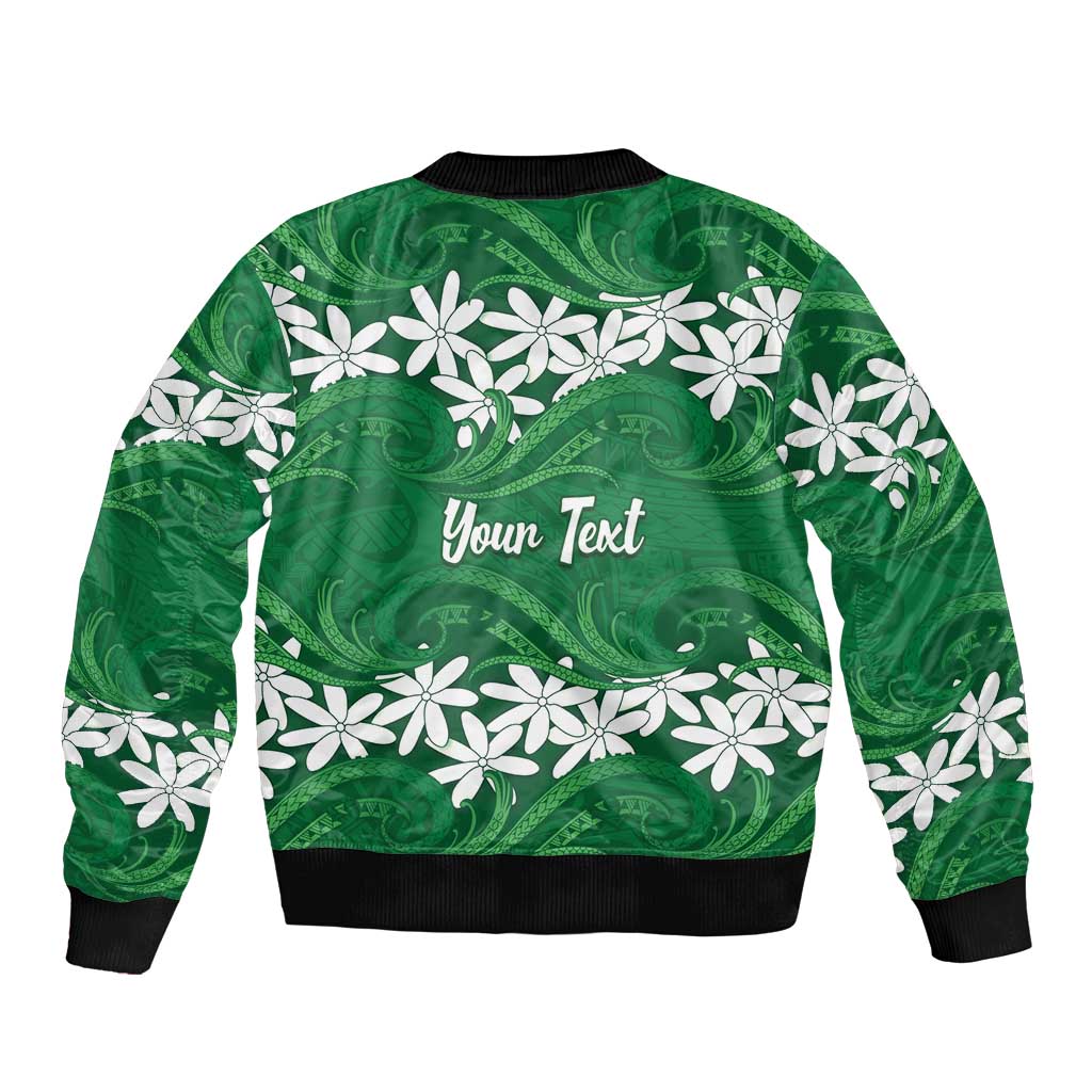 Personalised Cook Islands Rarotonga Bomber Jacket Tiare Maori Polynesian Waves Tattoo LT14 - Polynesian Pride