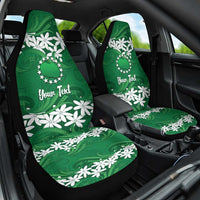 Personalised Cook Islands Rarotonga Car Seat Cover Tiare Maori Polynesian Waves Tattoo LT14 One Size Green - Polynesian Pride